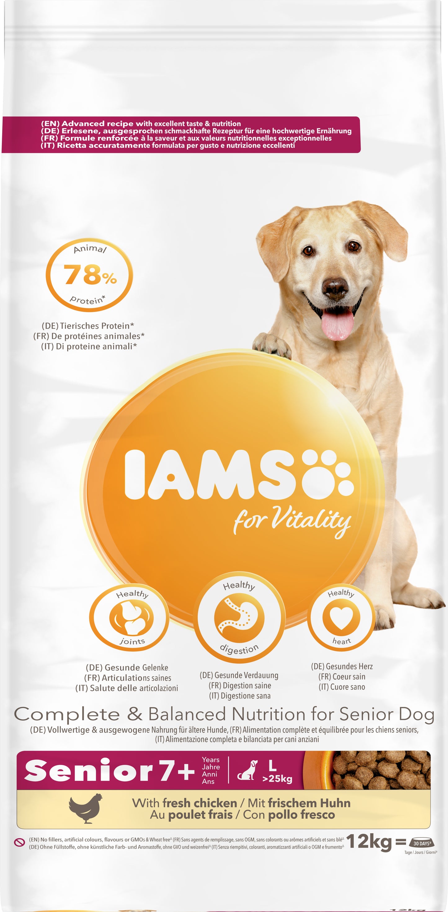 Iams Dog Senior Lrg Chicken 12 kg