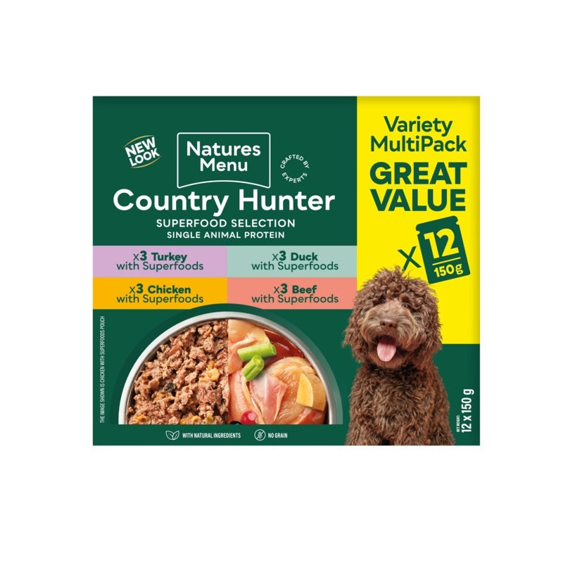 Nature's Menu Country Hunter Dog Pouch Supreme 3x12x150g - Premium Wet Dog Food (5.4kg Total)