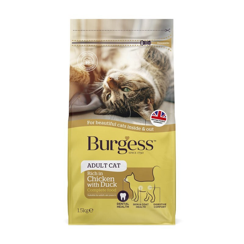 Burgess Adult Cat Chicken & Duck 10kg - Complete Cat Food Chicken & Duck Formula
