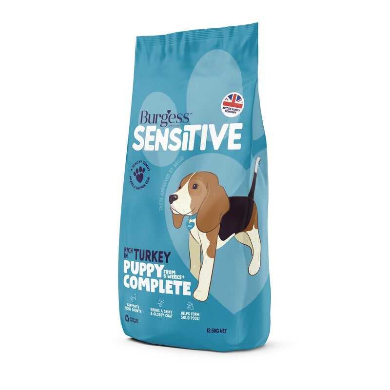 Burgess Sensitive Puppy Turkey & Rice 12.5kg - Sensitive Puppy Food Turkey Growth Formula