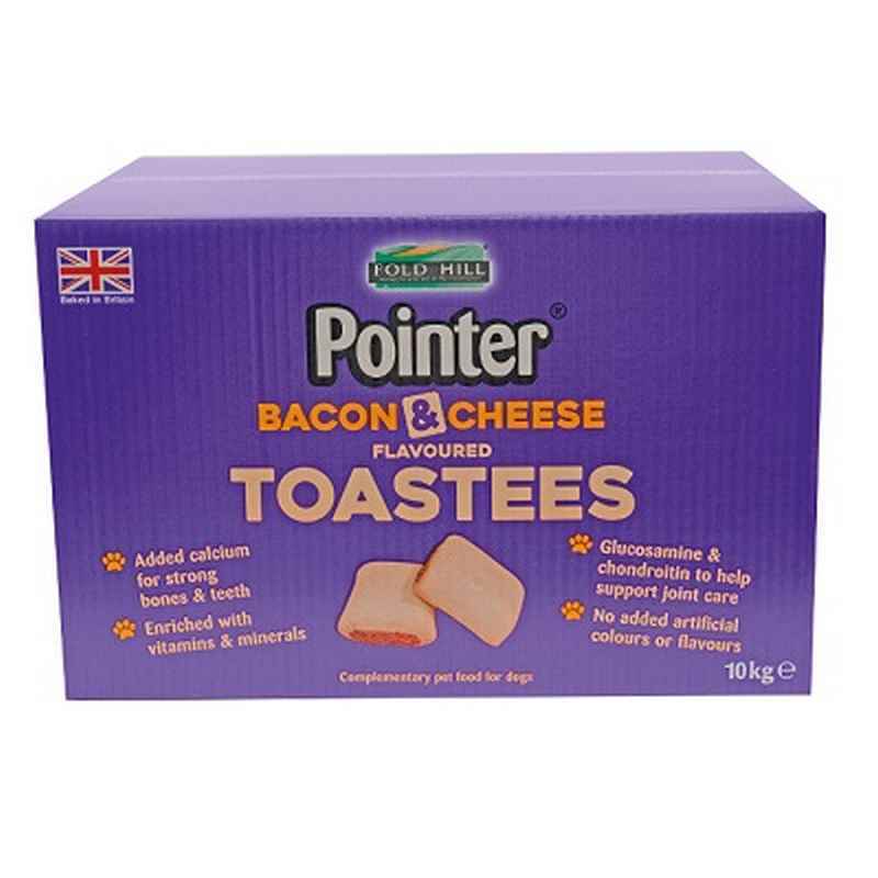 Pointer Toastees Bacon & Cheese 10kg - Crunchy Dog Biscuits with Bacon & Cheese Flavor