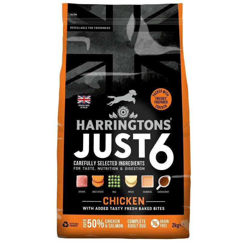 Harringtons Dog Just 6 Chicken 2kg x4 - Simple Ingredient Dog Food Chicken (8kg Total)