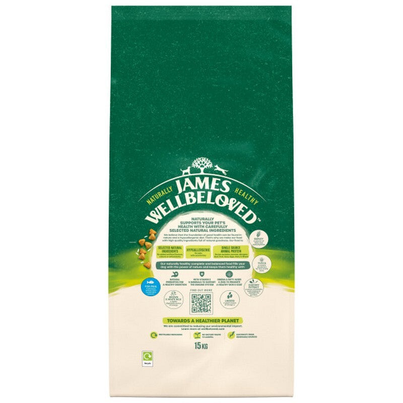 James Wellbeloved Dog Adult Fish & Rice 15kg - Complete Dog Food Fish & Rice Formula