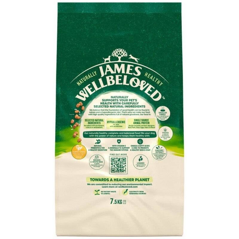 James Wellbeloved Dog Adult Small Turkey & Rice 7.5kg - Small Dog Food Turkey & Rice