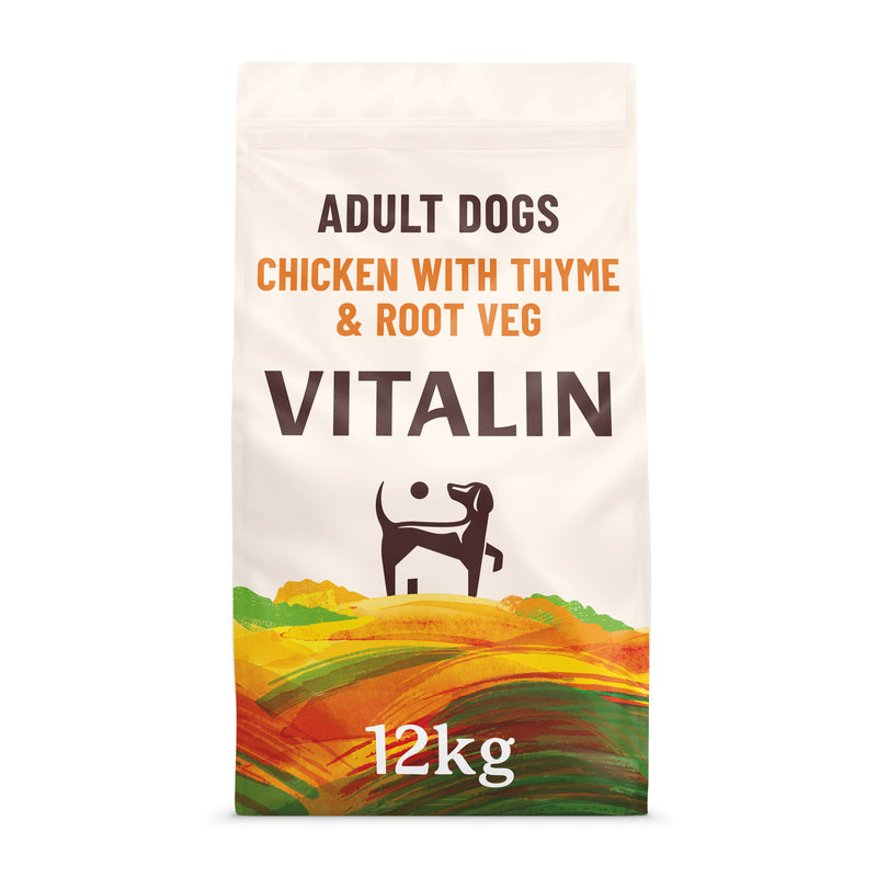 Vitalin Adult Chicken Thyme & Vegetables 12kg - Complete Dry Dog Food with Natural Herbs