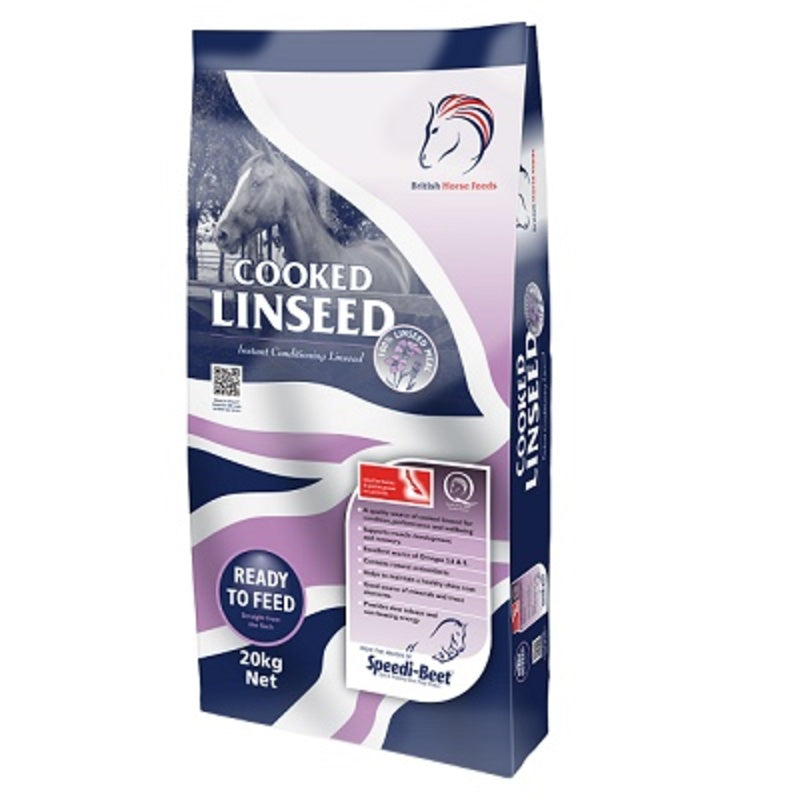 British Horse Feeds Cooked Linseed 20kg - Processed Linseed Horse Feed Digestible Energy
