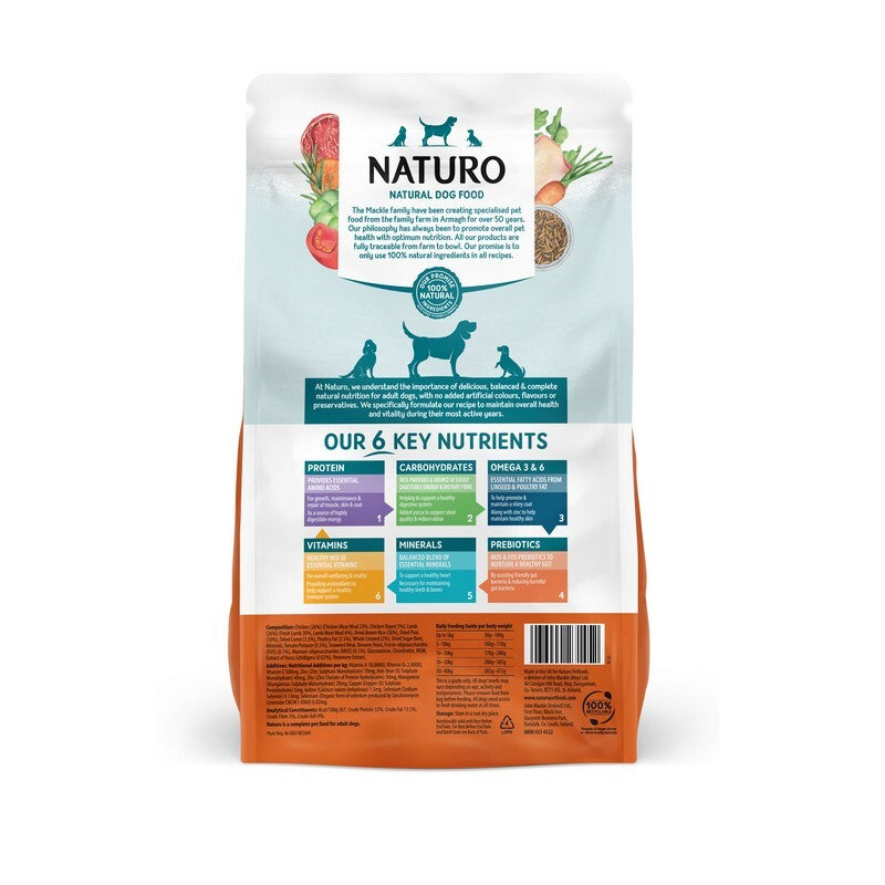 Naturo Adult Chicken/Lamb Rice & Vegetables 4x2kg - Natural Dog Food Variety (8kg)