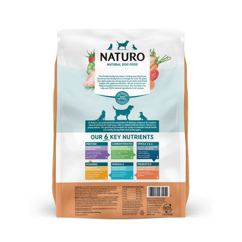 Naturo Adult Grain Free Turkey Potato & Vegetables 10kg - Natural Dog Food Hypoallergenic