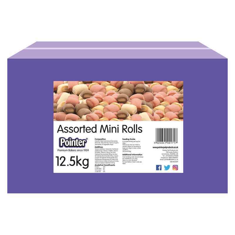 Pointer Assorted Mini Rolls 12.5kg - Mixed Flavor Small Dog Treats Variety Pack