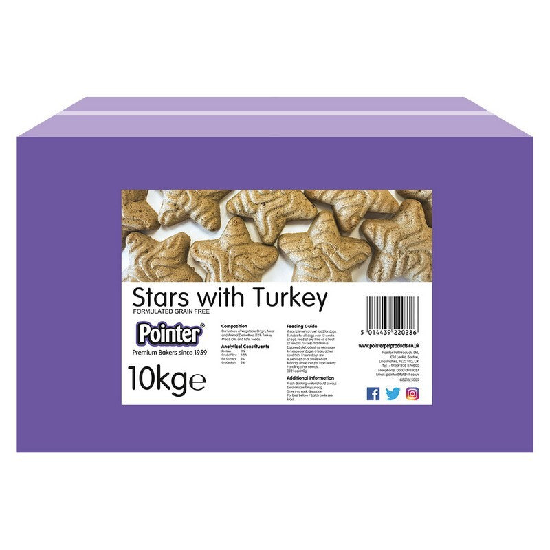 Pointer Stars with Turkey 10kg - Star Shaped Dog Biscuits Turkey Flavor
