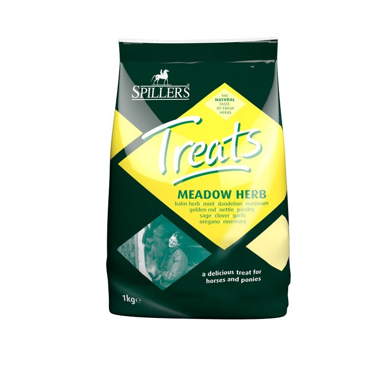 Spillers Treats Meadow Herb 8x1kg - Natural Horse Treats with Herbs (8kg Total)