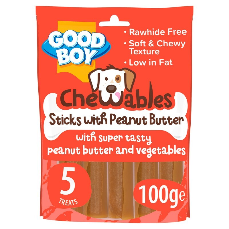 Good Boy Chewables Peanut Butter Stick 5 Pack 100g x18 - Dog Training Treats (9kg Total)