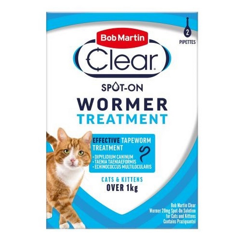 Bob Martin Clear Cat Spot-On Wormer 2 Pipettes x10 - Cat Worming Treatment (20 Pipettes)