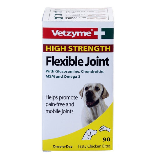 Vetzyme Flexible Joint High Strength Tablets for Dogs 3 x 90 Mobility Tabs