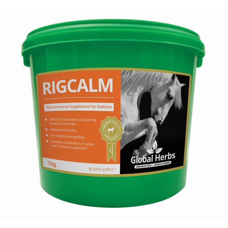 Global Herbs Rig Calm 1kg - Stallion Calming Supplement Behavior Management Natural