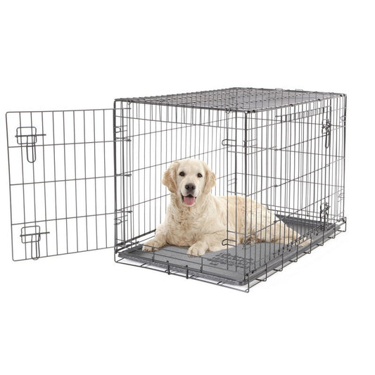 Dogit 2 Door Black Dog Crate Large - Collapsible Wire Dog Cage with Twin Doors