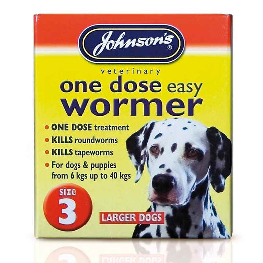 JVP Dog 1 Dose Wormer Size 3 4 Tablets x6 - Johnsons Single Dose Dog Worming (24 Tablets)