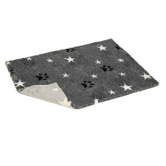 Vetbed Grey Paws/Stars Non-Slip 40"x30" - Veterinary Bedding Grey with Paw & Star Print