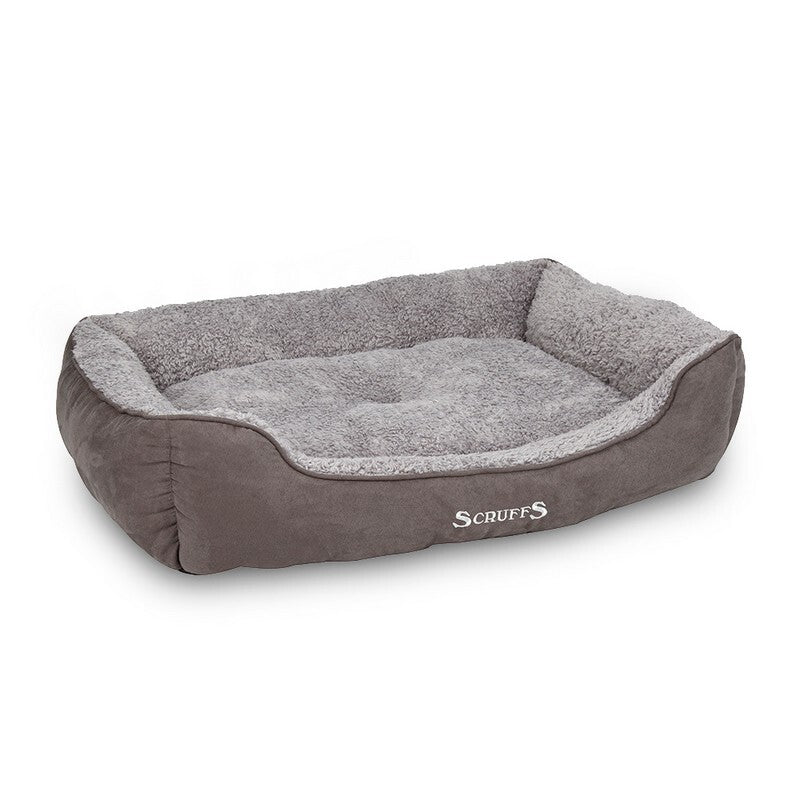 Scruffs Cosy Box Bed Grey 90x70cm Extra Large - Warm Insulated Dog Bed XL Size