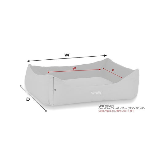 Scruffs Expedition Box Bed Grey 75x60cm Large - Durable Outdoor Dog Bed Water Resistant