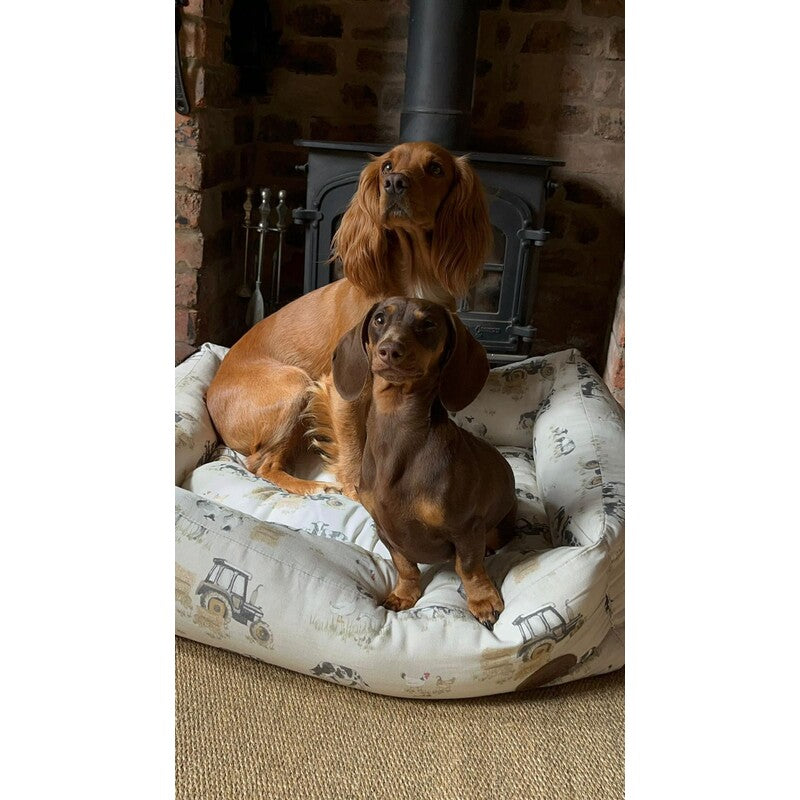 Snug & Cosy Farmyard Cream Rectangle Dog Bed 64cm Comfortable Washable