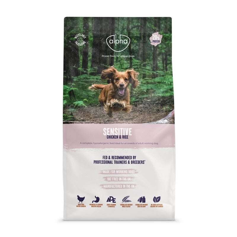 Alpha Sensitive Chicken & Rice 15kg - Sensitive Dog Food Chicken Hypoallergenic Formula