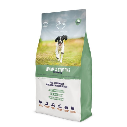 Alpha Junior & Sporting 15kg - Young Working Dog Food High Energy Growth Formula