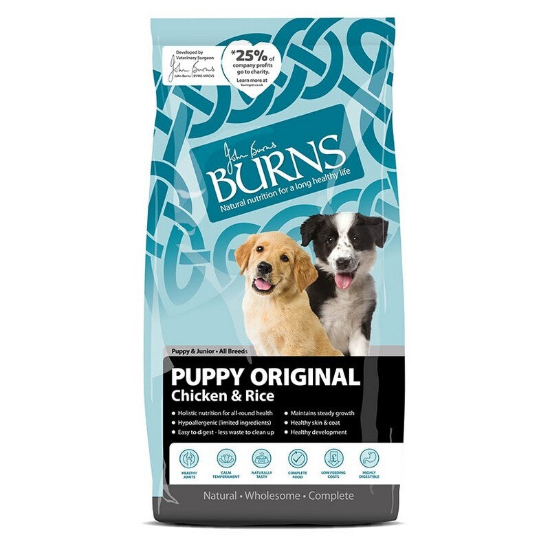 Burns Puppy Original Chicken 12kg - Puppy Food Chicken & Brown Rice Growth Formula