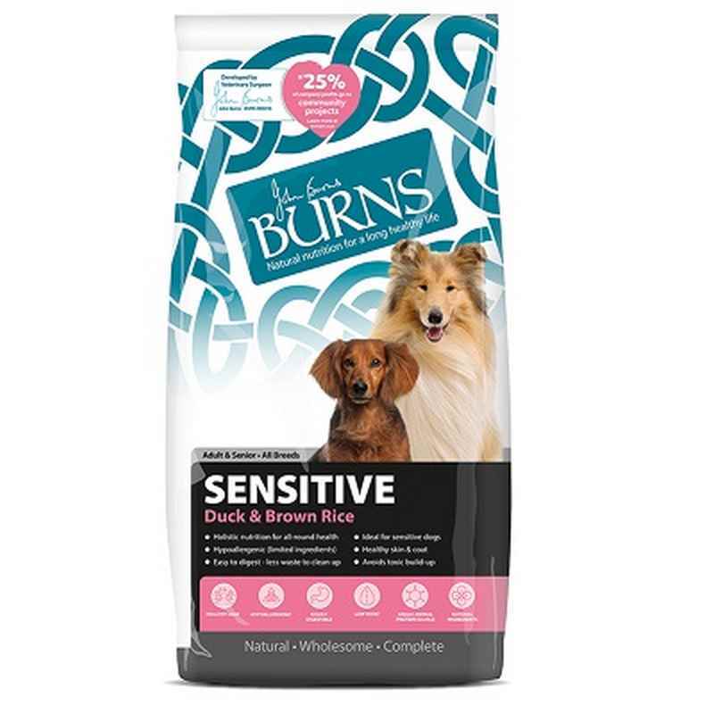 Burns Sensitive with Duck 6kg - Hypoallergenic Dog Food Duck Single Protein