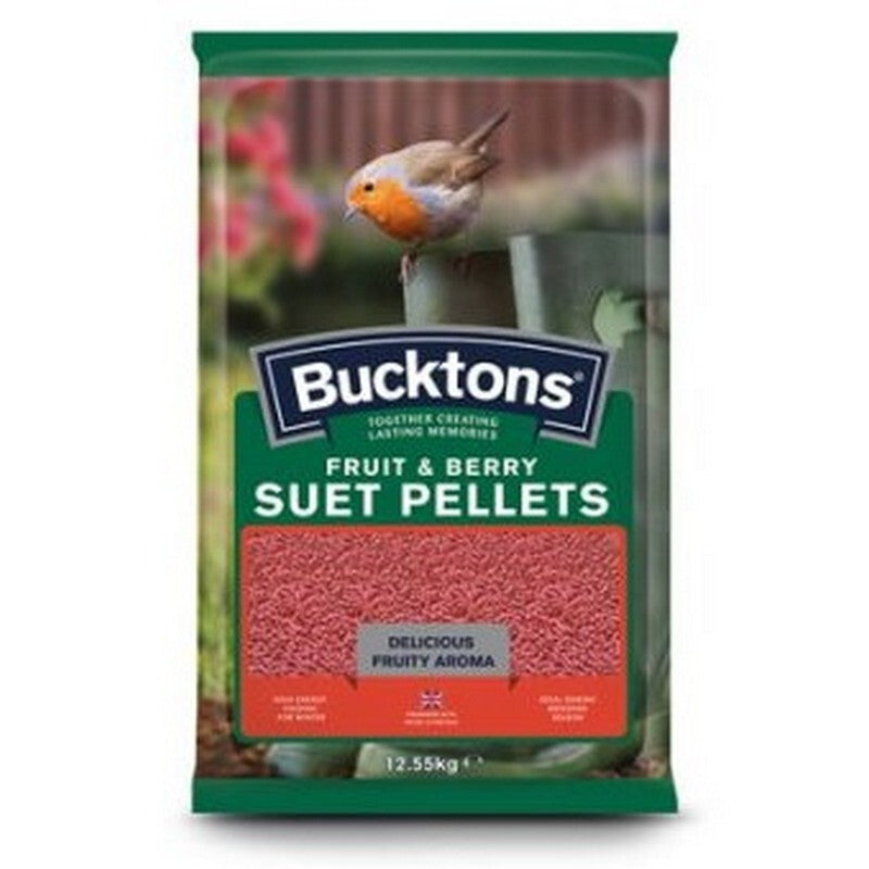 Bucktons Fruit & Berry Suet Pellets 12.55kg - Bird Food Pellets with Real Fruit