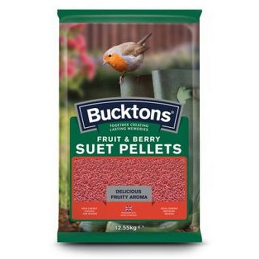 Bucktons Fruit & Berry Suet Pellets 12.55kg - Bird Food Pellets with Real Fruit