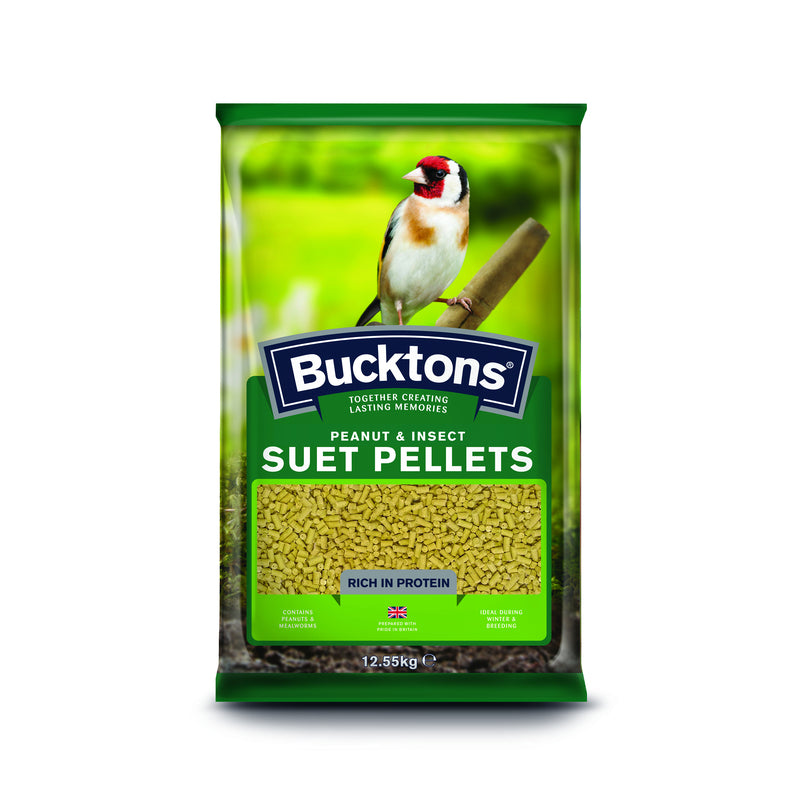 Bucktons Peanut & Insect Suet Pellets 12.55kg - High Energy Bird Food Pellets