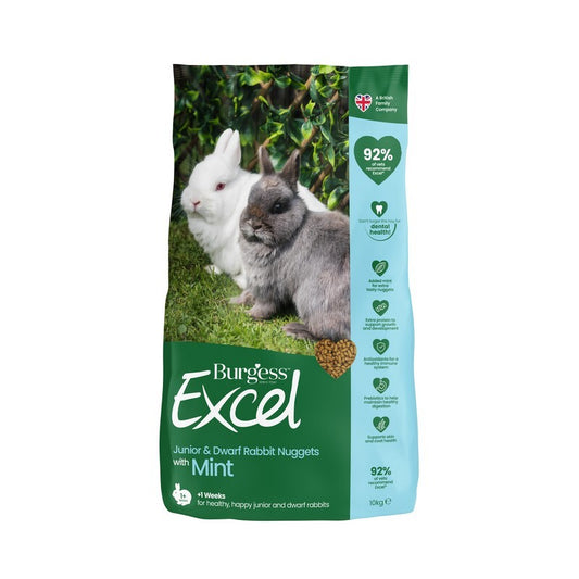 Burgess Excel Rabbit Junior & Dwarf 10kg - Young Rabbit Food Growth Formula Small Breeds