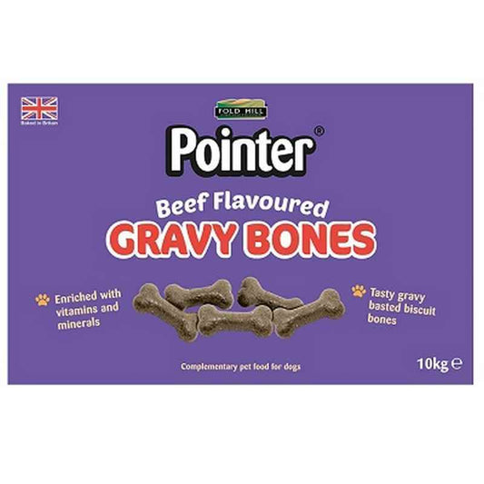 Pointer Gravy Bones Beef 10kg - Classic Beef Flavored Dog Biscuits Bulk Pack