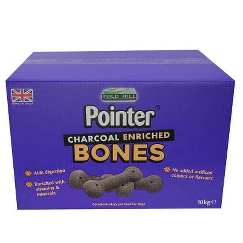 Pointer Charcoal Enriched Bones 10kg - Dog Biscuits with Activated Charcoal Digestive Health