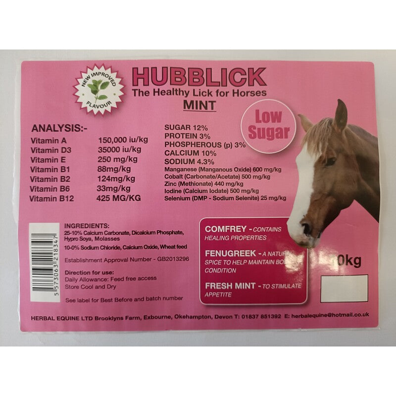 Hubblick Mint 10kg - Natural Mint Horse Supplement Digestive & Respiratory Support