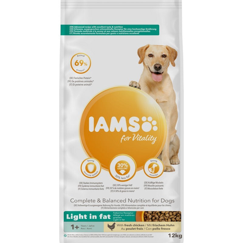 Iams Dog Adult Light in Fat 12kg - Low Fat Dog Food Weight Management Formula