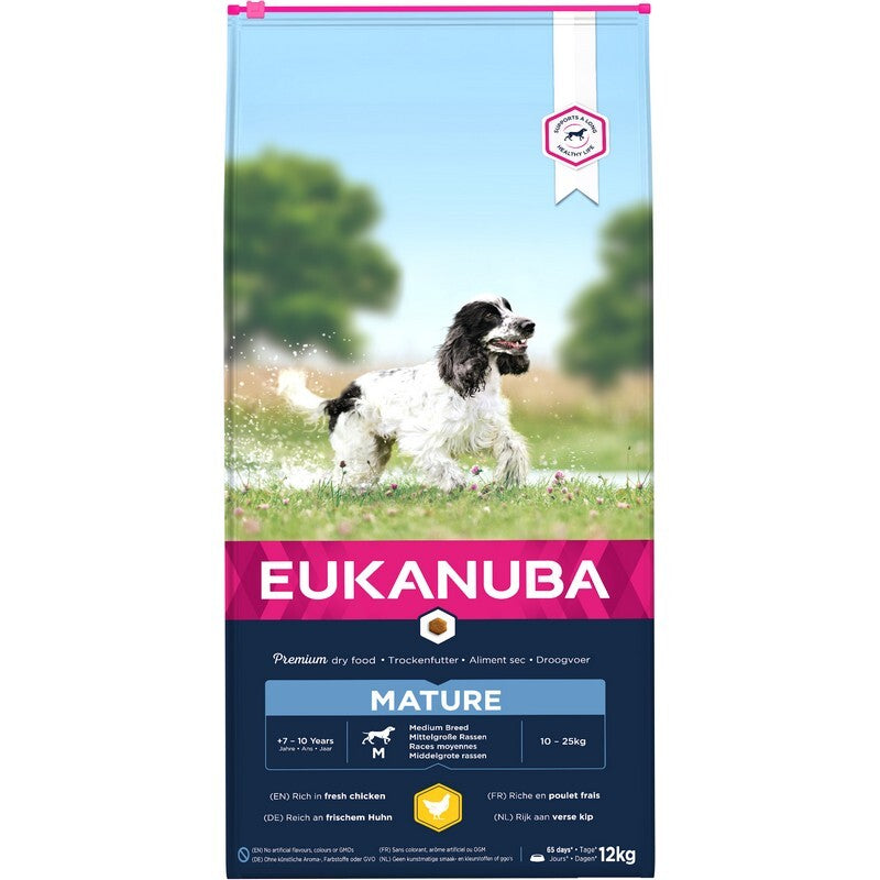 Eukanuba Mature Medium Chicken 12kg - Medium Mature Dog Food Chicken 5+ Years