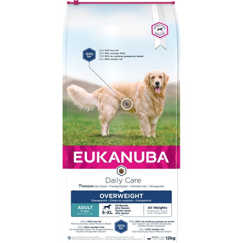 Eukanuba Adult Daily Care Overweight 12kg - Weight Management Dog Food for Overweight Dogs