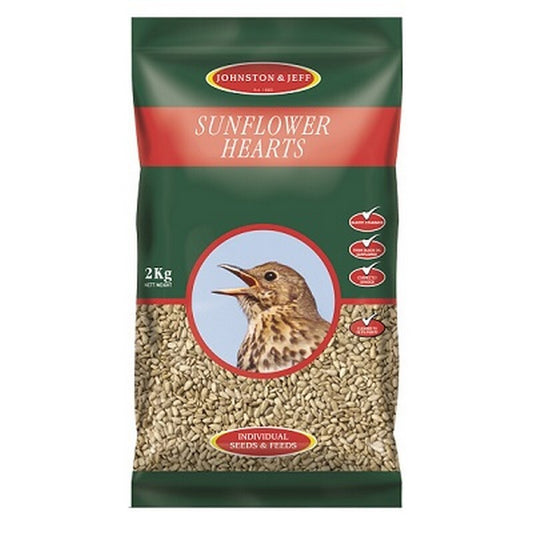 Johnston & Jeff Sunflower Hearts 2kg x6 - Hulled Sunflower Seeds Bird Food (12kg)