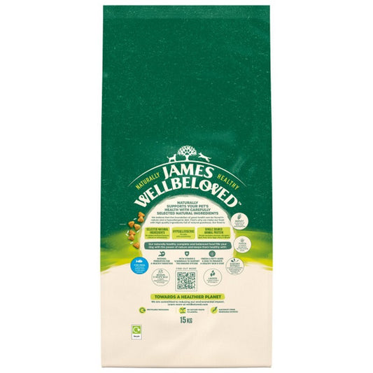 James Wellbeloved Dog Adult Fish & Rice 15kg - Complete Dog Food Fish & Rice Formula