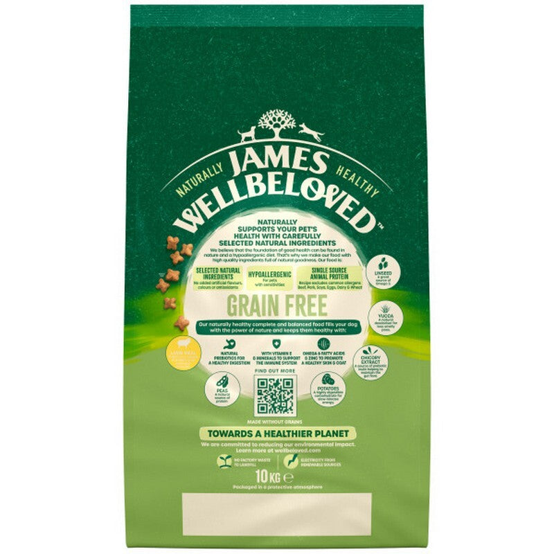 James Wellbeloved Dog Adult Grain Free Lamb & Vegetables 10kg - Hypoallergenic Dog Food Lamb