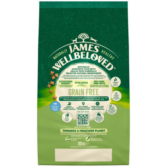 James Wellbeloved Adult Dog Grain Free Fish & Vegetables 10kg Dry Complete Food