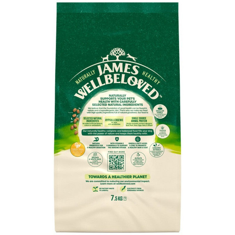 James Wellbeloved Dog Senior Small Turkey & Rice 7.5kg - Small Senior Dog Food Turkey