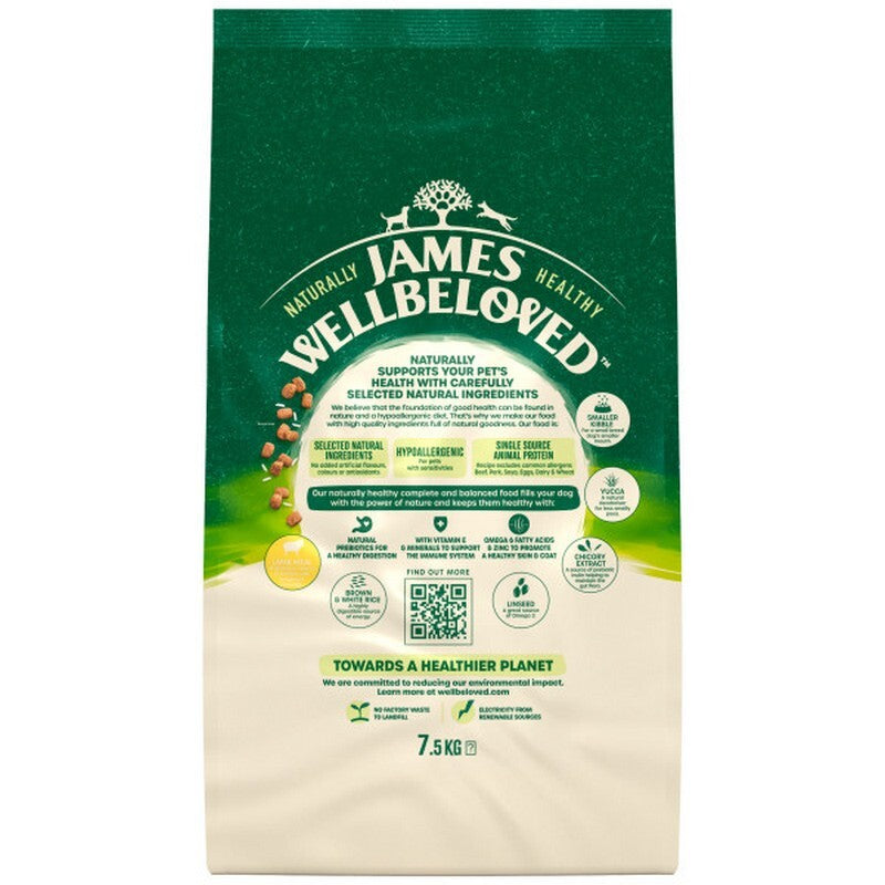 James Wellbeloved Dog Adult Small Lamb & Rice 7.5kg - Small Breed Dog Food Lamb Formula