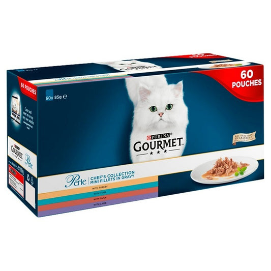 Gourmet Perle Chef Collection Cat Food in Gravy 85g x60 Wet Pouches