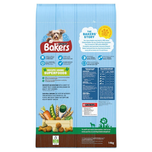 Bakers Adult Beef & Vegetables 14kg - Complete Adult Dog Food Beef & Vegetable