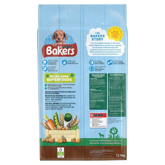Bakers Puppy Chicken & Vegetables 12.5kg - Complete Puppy Food Growth Formula