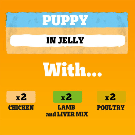 Pedigree Tins Puppy Chunks in Jelly 4x6x400g - Wet Puppy Food Growth Formula (9.6kg)