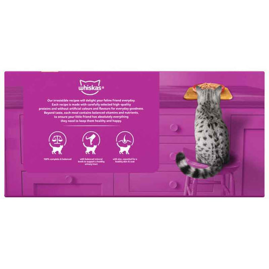 Whiskas Tins 1+ Meaty Selection Jelly 4x6x400g - Wet Cat Food Meat Variety (9.6kg)